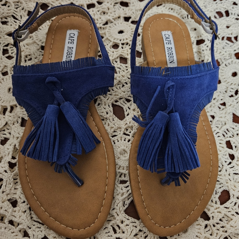 Cape Robbin Blue Tassel Sandals